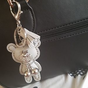 Cute Teddy Bear Keychain w/ Silver Bells and Rhine